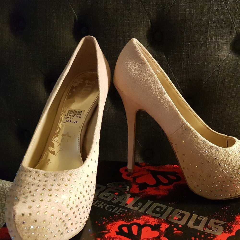 Cream Rhinestone Heels - Picture 2 of 3